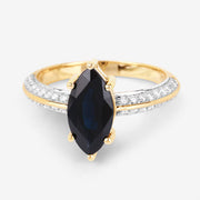Bids.com 2.39 Carat Genuine Blue Sapphire and White Diamond 10K Yellow Gold Ring Rings White Smoke size 5.00,size 6.00,size 7.00,size 8.00,size 9.00