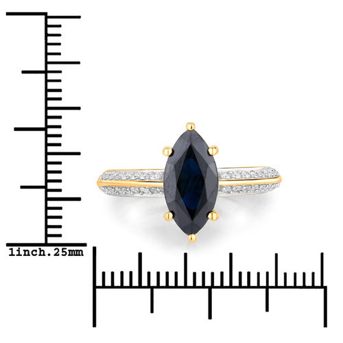 Bids.com 2.39 Carat Genuine Blue Sapphire and White Diamond 10K Yellow Gold Ring Rings White Smoke size 5.00,size 6.00,size 7.00,size 8.00,size 9.00