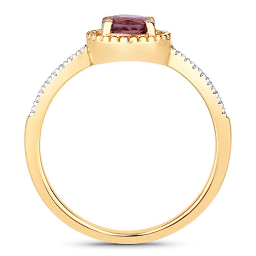 Bids.com 0.92 Carat Genuine Ruby and White Diamond 14K Yellow Gold Ring Rings White Smoke size 6.00,size 7.00,size 8.00
