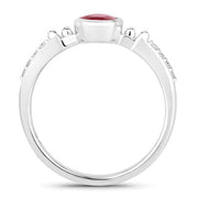 Bids.com 1.00 Carat Genuine Ruby and White Diamond 14K White Gold Ring Rings White Smoke size 6.00,size 7.00,size 8.00