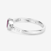 Bids.com 1.00 Carat Genuine Ruby and White Diamond 14K White Gold Ring Rings White Smoke size 6.00,size 7.00,size 8.00