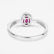 Bids.com 1.00 Carat Genuine Ruby and White Diamond 14K White Gold Ring Rings White Smoke size 6.00,size 7.00,size 8.00