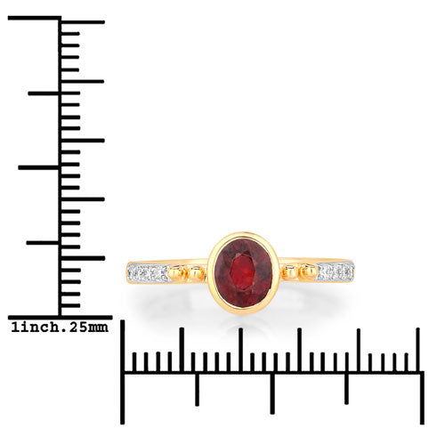 Bids.com 1.00 Carat Genuine Ruby and White Diamond 14K Yellow Gold Ring Rings White Smoke size 6.00,size 7.00,size 8.00