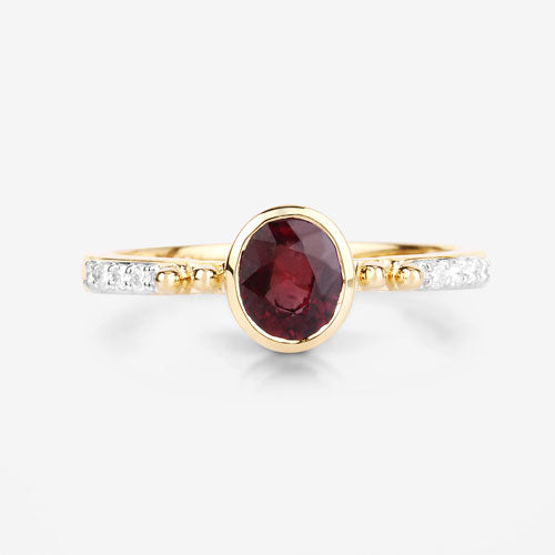 Bids.com 1.00 Carat Genuine Ruby and White Diamond 14K Yellow Gold Ring Rings White Smoke size 6.00,size 7.00,size 8.00
