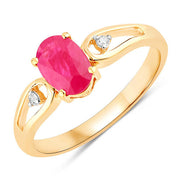 Bids.com 0.95 Carat Genuine Ruby and White Diamond 14K Yellow Gold Ring Rings White Smoke size 6.00,size 7.00,size 8.00