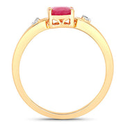 Bids.com 0.95 Carat Genuine Ruby and White Diamond 14K Yellow Gold Ring Rings White Smoke size 6.00,size 7.00,size 8.00