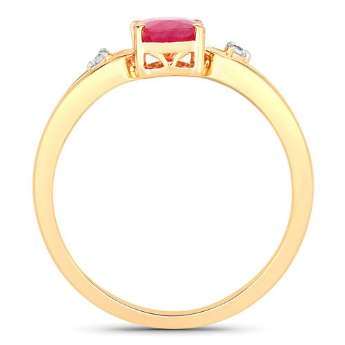 Bids.com 0.95 Carat Genuine Ruby and White Diamond 14K Yellow Gold Ring Rings White Smoke size 6.00,size 7.00,size 8.00