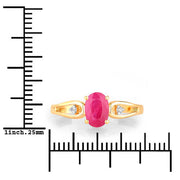 Bids.com 0.95 Carat Genuine Ruby and White Diamond 14K Yellow Gold Ring Rings White Smoke size 6.00,size 7.00,size 8.00
