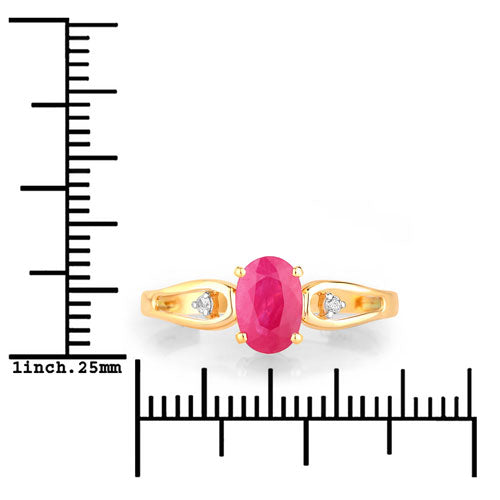 Bids.com 0.95 Carat Genuine Ruby and White Diamond 14K Yellow Gold Ring Rings White Smoke size 6.00,size 7.00,size 8.00