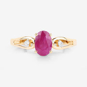 Bids.com 0.95 Carat Genuine Ruby and White Diamond 14K Yellow Gold Ring Rings White Smoke size 6.00,size 7.00,size 8.00