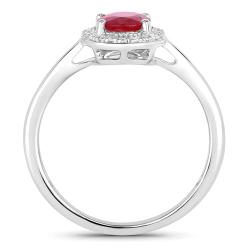 Bids.com 1.06 Carat Genuine Ruby and White Diamond 14K White Gold Ring Rings White Smoke size 6.00,size 7.00,size 8.00