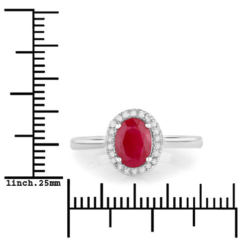 Bids.com 1.06 Carat Genuine Ruby and White Diamond 14K White Gold Ring Rings White Smoke size 6.00,size 7.00,size 8.00