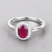 Bids.com 1.06 Carat Genuine Ruby and White Diamond 14K White Gold Ring Rings Gray size 6.00,size 7.00,size 8.00