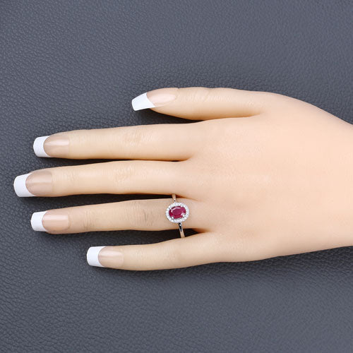 Bids.com 1.06 Carat Genuine Ruby and White Diamond 14K White Gold Ring Rings Bisque size 6.00,size 7.00,size 8.00
