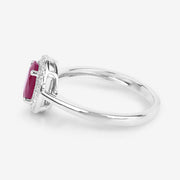 Bids.com 1.06 Carat Genuine Ruby and White Diamond 14K White Gold Ring Rings White Smoke size 6.00,size 7.00,size 8.00