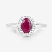 Bids.com 1.06 Carat Genuine Ruby and White Diamond 14K White Gold Ring Rings White Smoke size 6.00,size 7.00,size 8.00