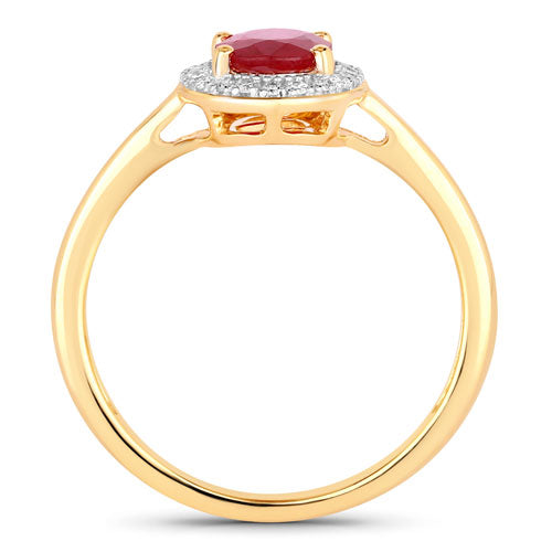 Bids.com 1.06 Carat Genuine Ruby and White Diamond 14K Yellow Gold Ring Rings White Smoke size 6.00,size 7.00,size 8.00