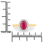 Bids.com 1.06 Carat Genuine Ruby and White Diamond 14K Yellow Gold Ring Rings White Smoke size 6.00,size 7.00,size 8.00