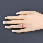 Bids.com 1.06 Carat Genuine Ruby and White Diamond 14K Yellow Gold Ring Rings Bisque size 6.00,size 7.00,size 8.00