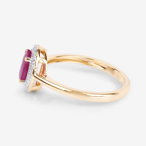 Bids.com 1.06 Carat Genuine Ruby and White Diamond 14K Yellow Gold Ring Rings White Smoke size 6.00,size 7.00,size 8.00