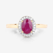 Bids.com 1.06 Carat Genuine Ruby and White Diamond 14K Yellow Gold Ring Rings White Smoke size 6.00,size 7.00,size 8.00