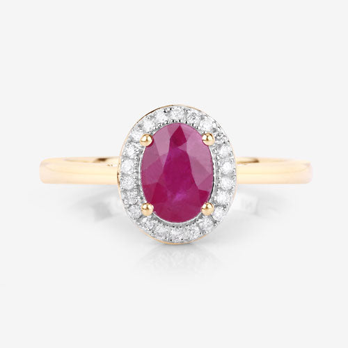 Bids.com 1.06 Carat Genuine Ruby and White Diamond 14K Yellow Gold Ring Rings White Smoke size 6.00,size 7.00,size 8.00