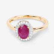 Bids.com 1.06 Carat Genuine Ruby and White Diamond 14K Yellow Gold Ring Rings White Smoke size 6.00,size 7.00,size 8.00