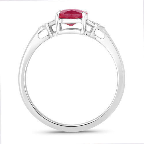 Bids.com 1.22 Carat Genuine Ruby and White Diamond 14K White Gold Ring Rings White Smoke size 6.00,size 7.00,size 8.00