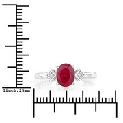 Bids.com 1.22 Carat Genuine Ruby and White Diamond 14K White Gold Ring Rings White Smoke size 6.00,size 7.00,size 8.00