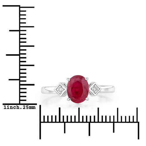 Bids.com 1.22 Carat Genuine Ruby and White Diamond 14K White Gold Ring Rings White Smoke size 6.00,size 7.00,size 8.00
