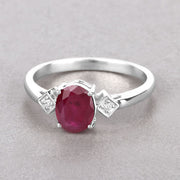 Bids.com 1.22 Carat Genuine Ruby and White Diamond 14K White Gold Ring Rings Gray size 6.00,size 7.00,size 8.00