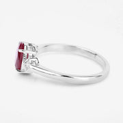 Bids.com 1.22 Carat Genuine Ruby and White Diamond 14K White Gold Ring Rings White Smoke size 6.00,size 7.00,size 8.00