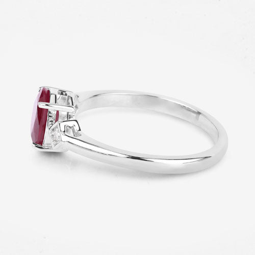 Bids.com 1.22 Carat Genuine Ruby and White Diamond 14K White Gold Ring Rings White Smoke size 6.00,size 7.00,size 8.00