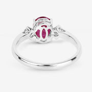 Bids.com 1.22 Carat Genuine Ruby and White Diamond 14K White Gold Ring Rings White Smoke size 6.00,size 7.00,size 8.00