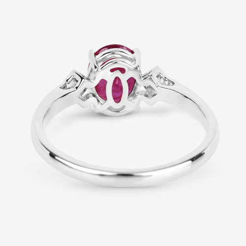 Bids.com 1.22 Carat Genuine Ruby and White Diamond 14K White Gold Ring Rings White Smoke size 6.00,size 7.00,size 8.00