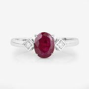 Bids.com 1.22 Carat Genuine Ruby and White Diamond 14K White Gold Ring Rings Lavender size 6.00,size 7.00,size 8.00