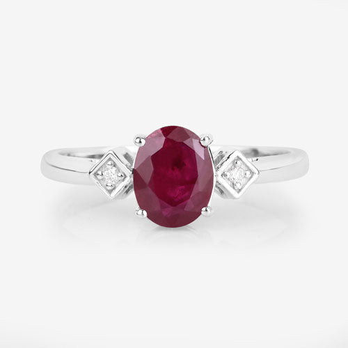 Bids.com 1.22 Carat Genuine Ruby and White Diamond 14K White Gold Ring Rings Lavender size 6.00,size 7.00,size 8.00
