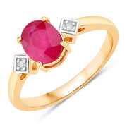 Bids.com 1.22 Carat Genuine Ruby and White Diamond 14K Yellow Gold Ring Rings White Smoke size 6.00,size 7.00,size 8.00