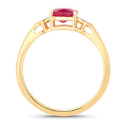 Bids.com 1.22 Carat Genuine Ruby and White Diamond 14K Yellow Gold Ring Rings White Smoke size 6.00,size 7.00,size 8.00