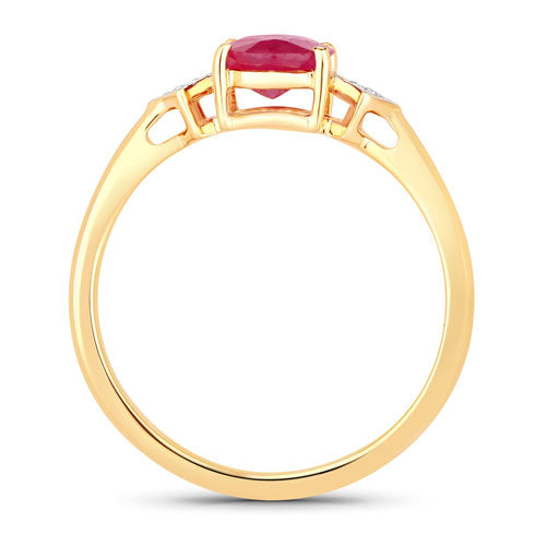 Bids.com 1.22 Carat Genuine Ruby and White Diamond 14K Yellow Gold Ring Rings White Smoke size 6.00,size 7.00,size 8.00