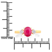 Bids.com 1.22 Carat Genuine Ruby and White Diamond 14K Yellow Gold Ring Rings White Smoke size 6.00,size 7.00,size 8.00