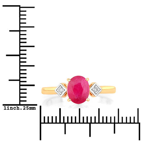 Bids.com 1.22 Carat Genuine Ruby and White Diamond 14K Yellow Gold Ring Rings White Smoke size 6.00,size 7.00,size 8.00