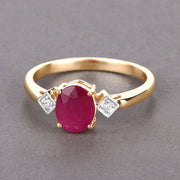 Bids.com 1.22 Carat Genuine Ruby and White Diamond 14K Yellow Gold Ring Rings Slate Gray size 6.00,size 7.00,size 8.00