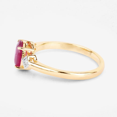 Bids.com 1.22 Carat Genuine Ruby and White Diamond 14K Yellow Gold Ring Rings White Smoke size 6.00,size 7.00,size 8.00