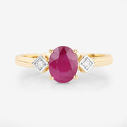 Bids.com 1.22 Carat Genuine Ruby and White Diamond 14K Yellow Gold Ring Rings Lavender size 6.00,size 7.00,size 8.00