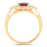 Bids.com 1.67 Carat Genuine Ruby and White Diamond 14K Yellow Gold Ring Rings White Smoke size 6.00,size 7.00,size 8.00