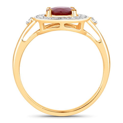 Bids.com 1.67 Carat Genuine Ruby and White Diamond 14K Yellow Gold Ring Rings White Smoke size 6.00,size 7.00,size 8.00