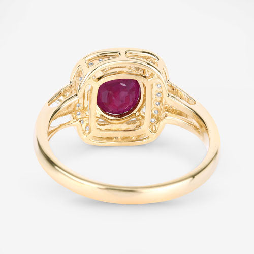 Bids.com 1.67 Carat Genuine Ruby and White Diamond 14K Yellow Gold Ring Rings White Smoke size 6.00,size 7.00,size 8.00
