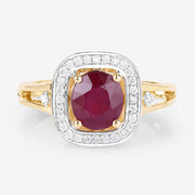 Bids.com 1.67 Carat Genuine Ruby and White Diamond 14K Yellow Gold Ring Rings Lavender size 6.00,size 7.00,size 8.00