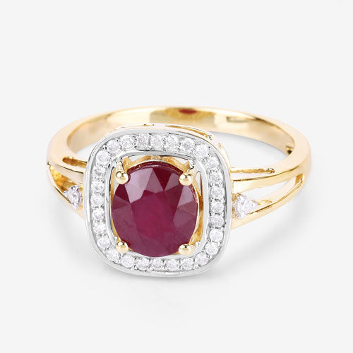 Bids.com 1.67 Carat Genuine Ruby and White Diamond 14K Yellow Gold Ring Rings Lavender size 6.00,size 7.00,size 8.00